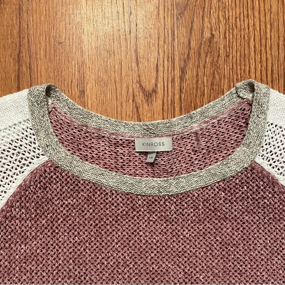 Kinross S/S Mesh Bloom Multi Stripe Cotton Pullover size L - Picture 3 of 13